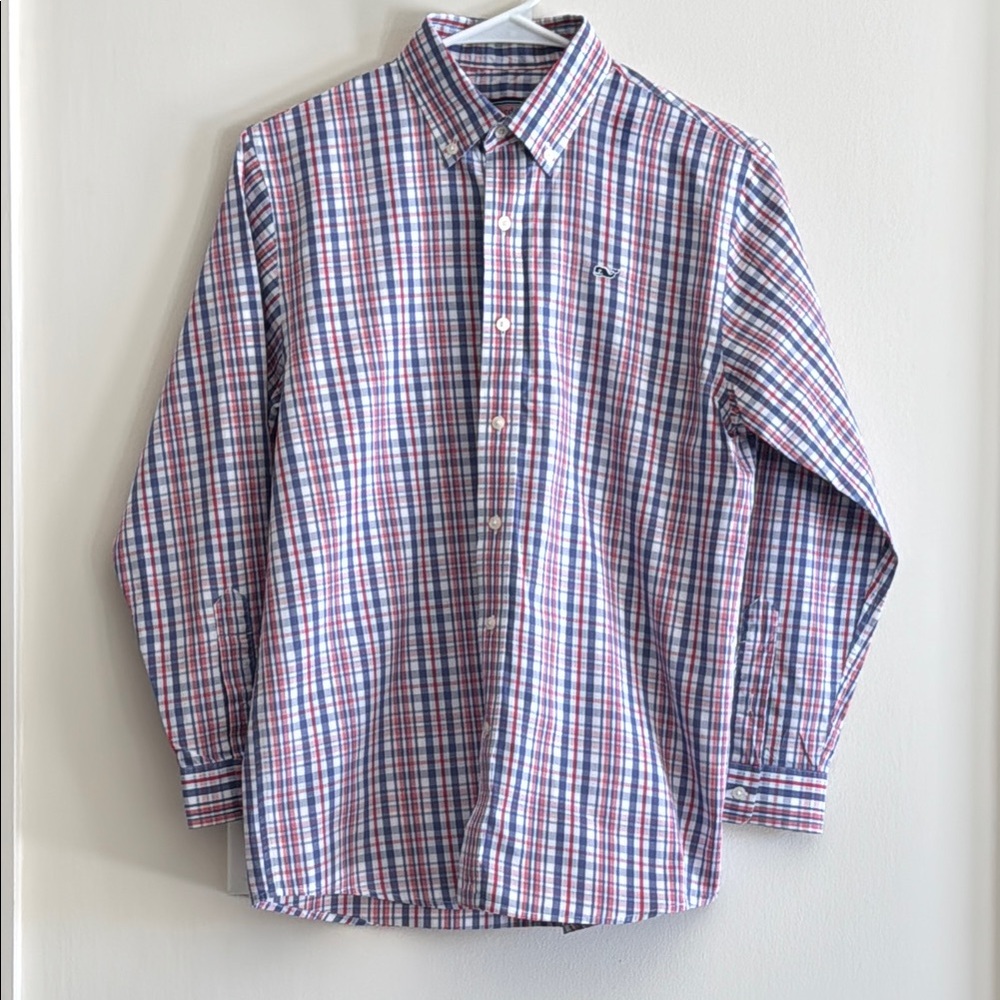 Vineyard Vines Whale Shirt Youth 12-14 Red, Pink, and Blue